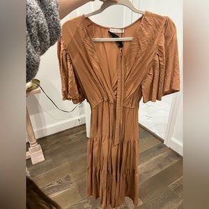 Worn once. Tan midi dress with belt